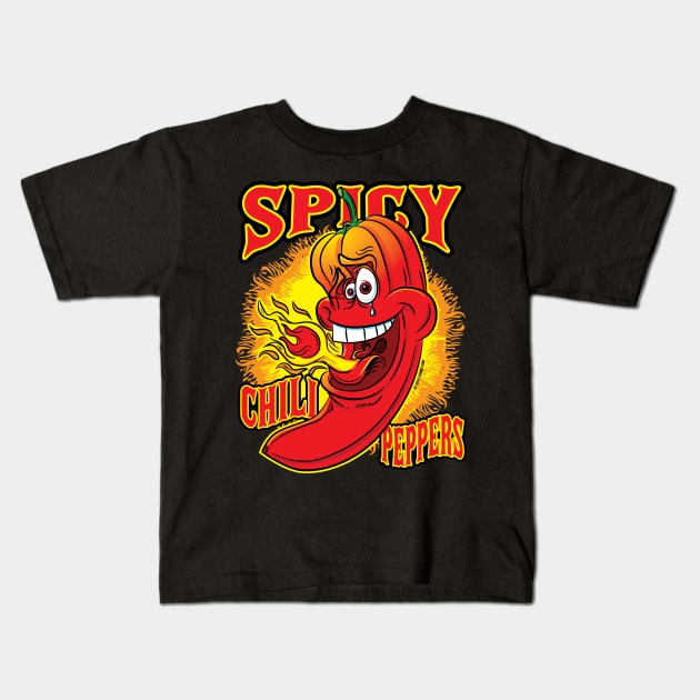 Spicy Flaming Red Hot Chili Pepper Kids T-Shirt by eShirtLabs